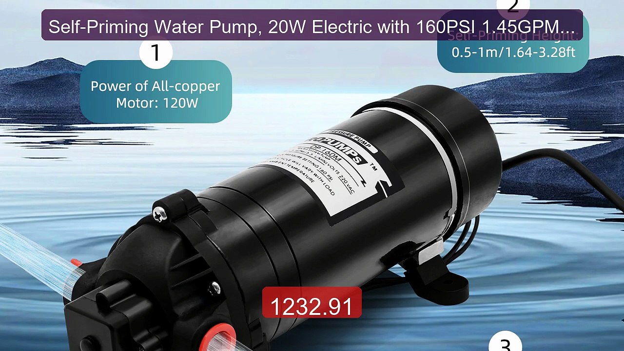 Self-Priming Water Pump, 20W Electric with 160PSI 1.45GPM F... -- Top Pick 2026 | Unbeatable Price!