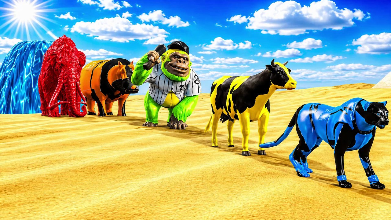 Teaser Long Slide Game With Cow Elephant Gorilla Hippopotamus Cheeta  3d Animal Game Funny 3d Animals thumnail