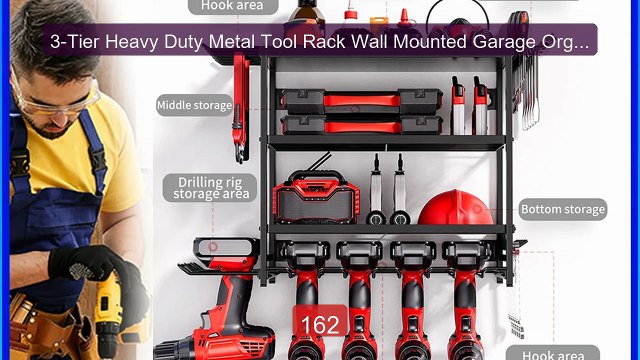 3-Tier Heavy Duty Metal Tool Rack Wall Mounted Garage Organize... Hot Deal 2026 | Limited Offer!