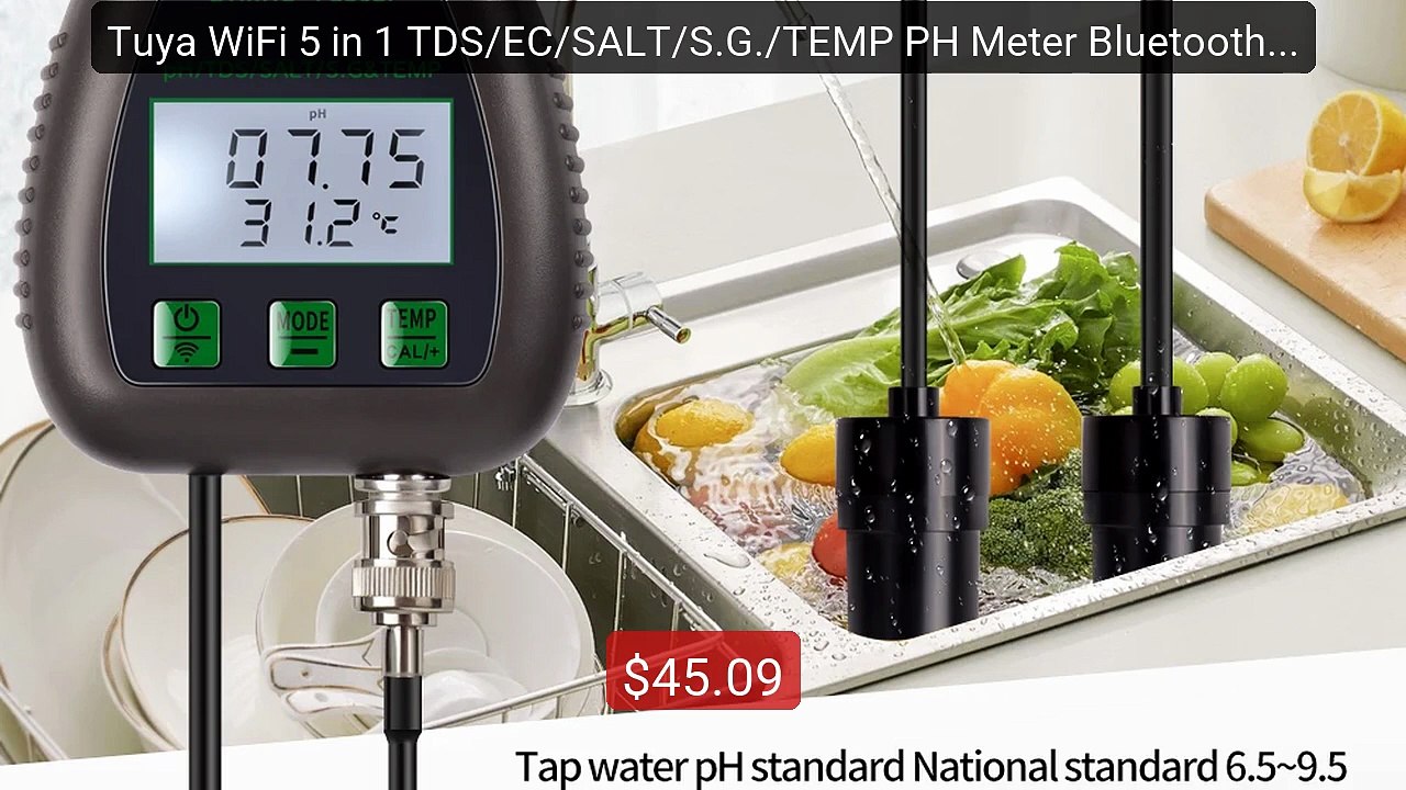 Tuya WiFi 5 in 1 TDS/EC/SALT/S.G./TEMP PH Meter Bluetooth APP ... -- Best Buy 2026 | Great Quality!