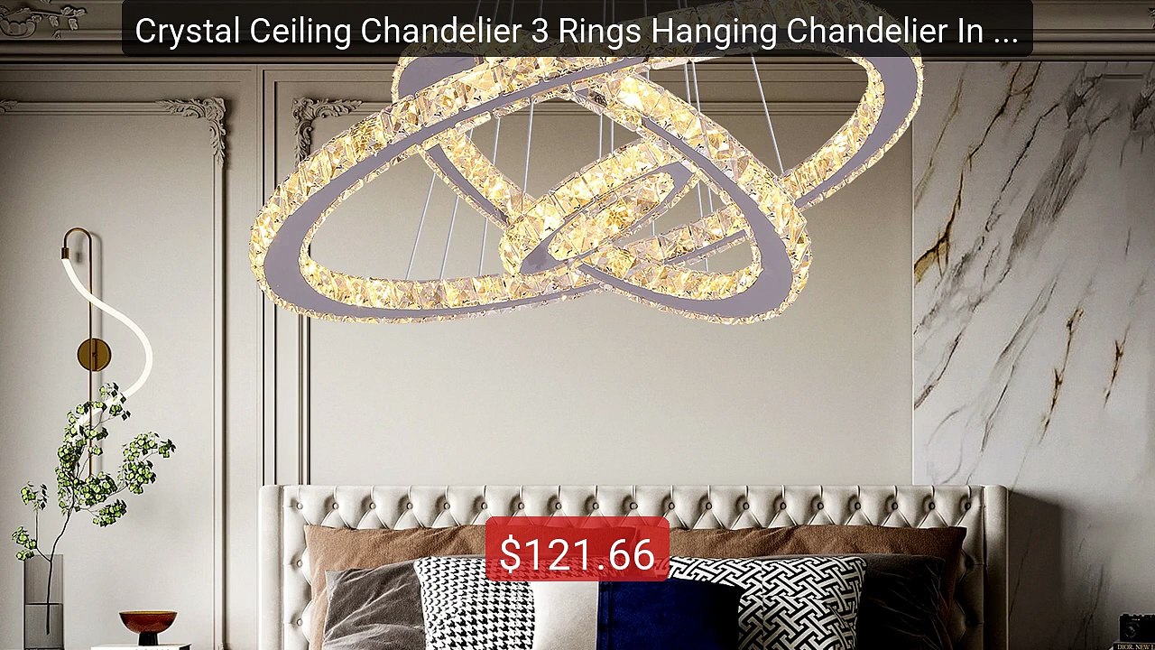 Crystal Ceiling Chandelier 3 Rings Hanging Chandelier In The L... -- Best Buy 2026 | Great Quality!