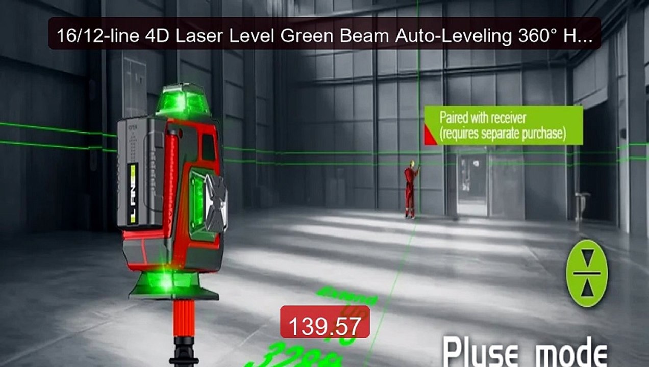 16/12-line 4D Laser Level Green Beam Auto-Leveling 360° Horizo... -- Hot Deal 2026 | Limited Offer!