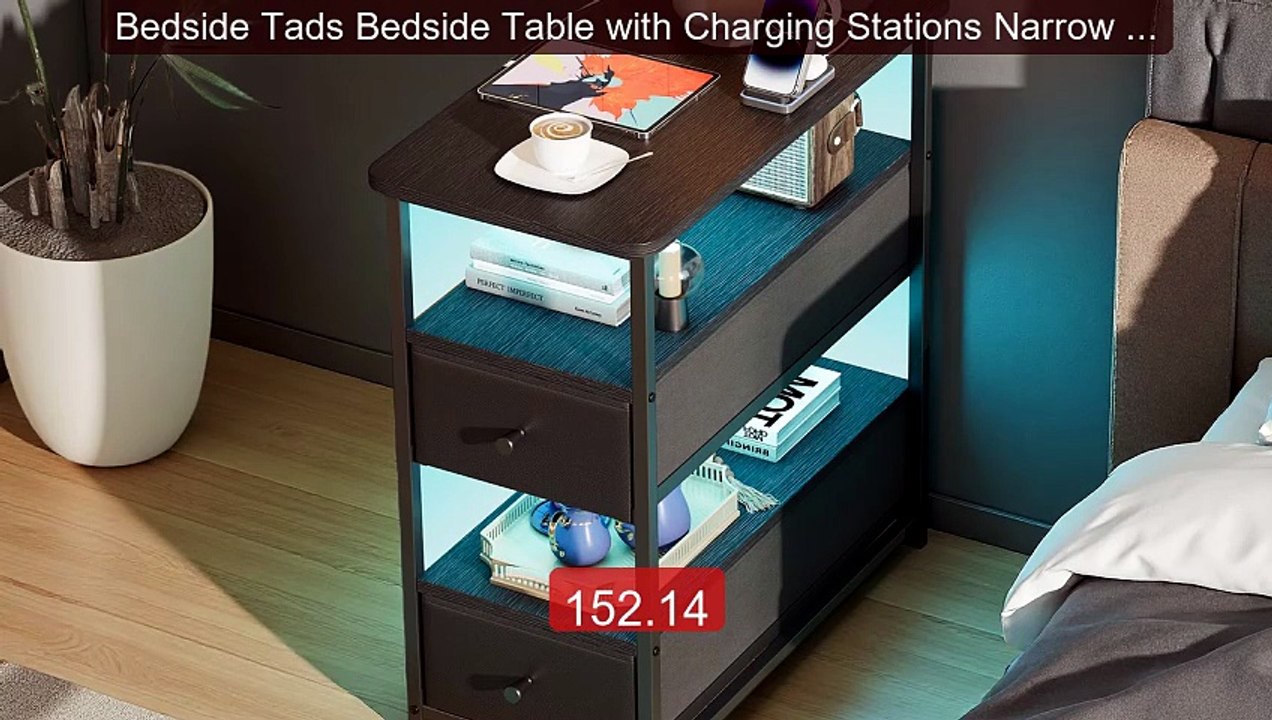 Bedside Tads Bedside Table with Charging Stations Narrow side tabl... -- Best Deal 2026 | Shop Now!