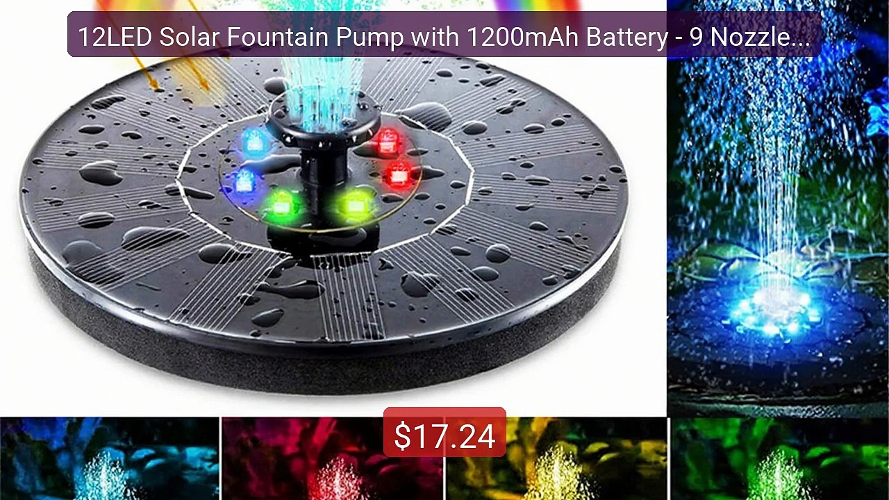 12LED Solar Fountain Pump with 1200mAh Battery - 9 Nozzles, Co... -- Hot Deal 2026 | Limited Offer!