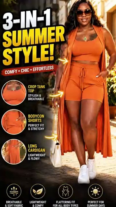 Women's 3 Piece Ribbed Lounge Set | Crop Top, Bodycon Shorts & Long Cardigan | Trend Pickz