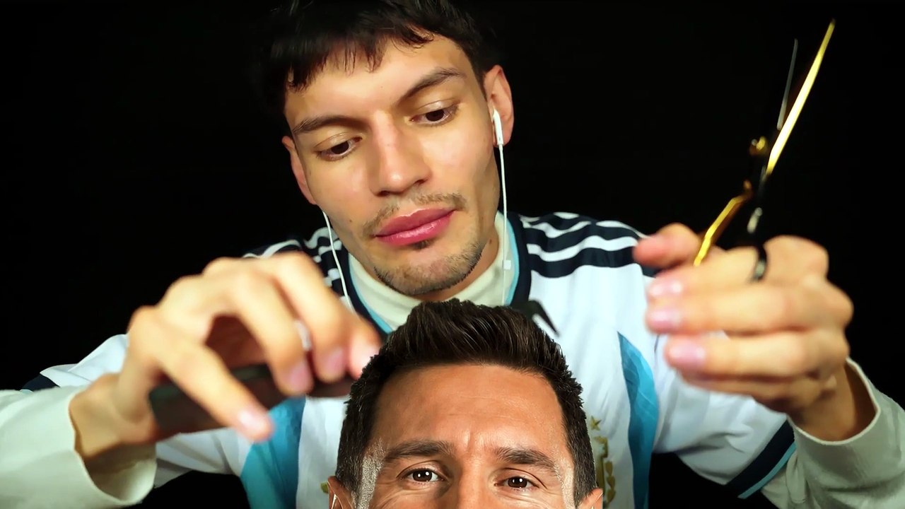ASMR ESPAÑOL ROLEPLAY PELUQUERÍA ✂️ Cortándole el Pelo a Messi