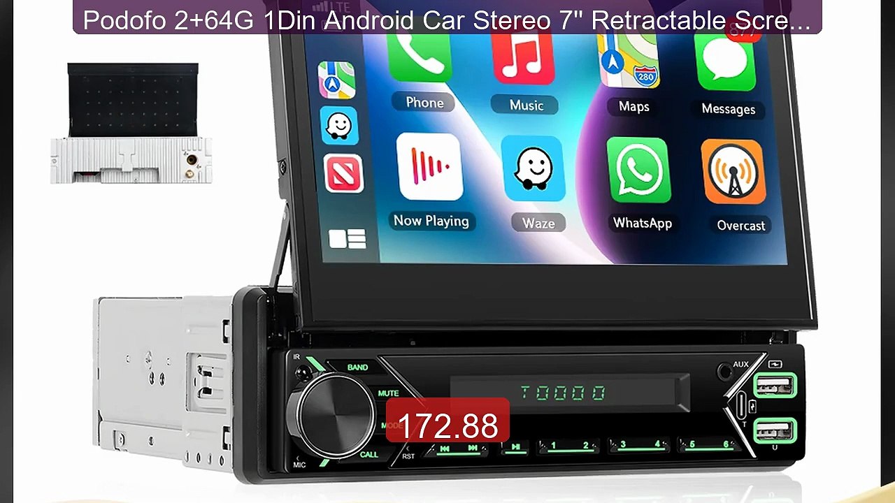 Podofo 2+64G 1Din Android Car Stereo 7'' Retractable Screen A... -- Amazing Value 2026 | Must Have!