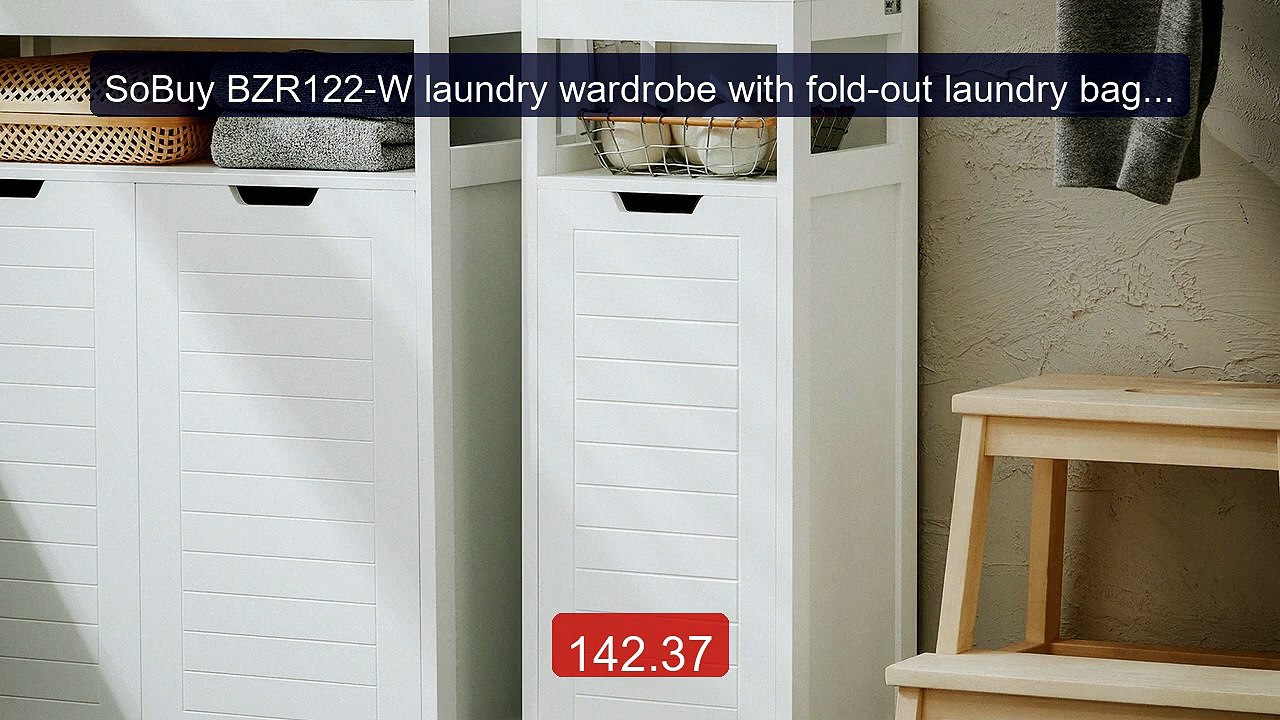 SoBuy BZR122-W laundry wardrobe with fold-out laundry bag laun... -- Best Buy 2026 | Great Quality!
