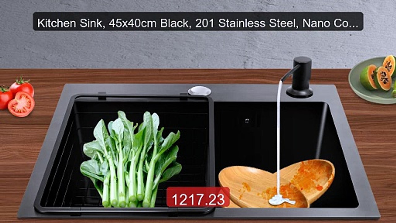 Kitchen Sink, 45x40cm Black, 201 Stainless Steel, Nano Coating... -- Best Buy 2026 | Great Quality!