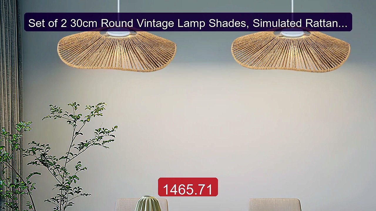Set of 2 30cm Round Vintage Lamp Shades, Simulated Rattan Woven Fa... -- Best Deal 2026 | Shop Now!