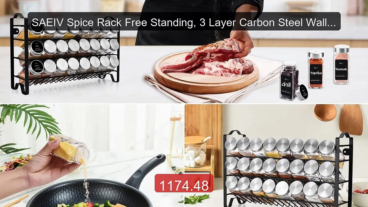 SAEIV Spice Rack Free Standing, 3 Layer Carbon Steel Wall She... -- Amazing Value 2026 | Must Have!