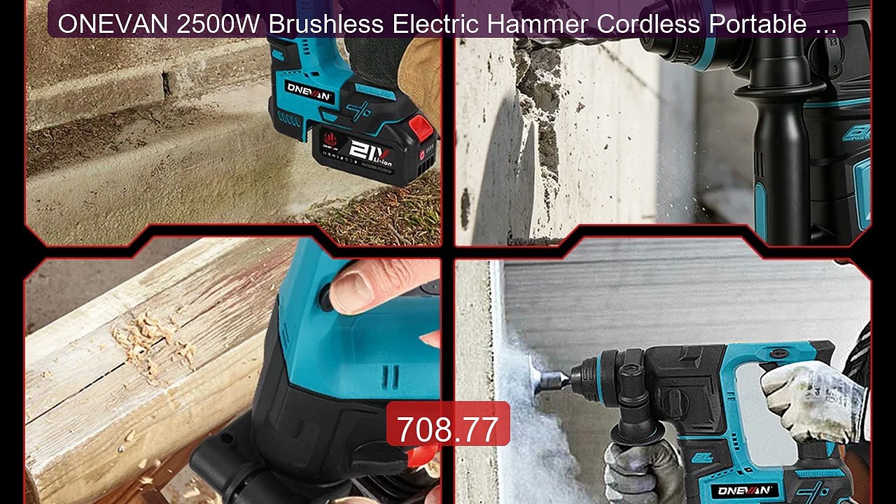 ONEVAN 2500W Brushless Electric Hammer Cordless Portable Impac... -- Hot Deal 2026 | Limited Offer!