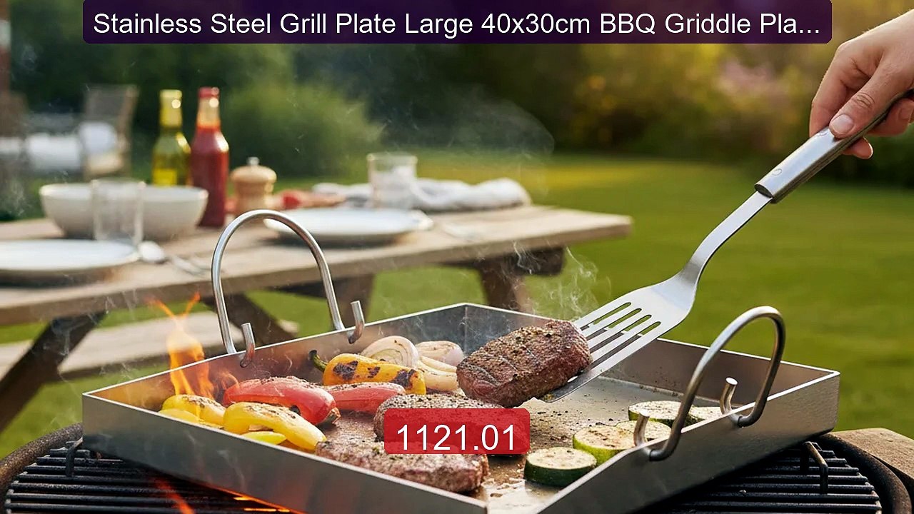 Stainless Steel Grill Plate Large 40x30cm BBQ Griddle Plate with 2... -- Best Deal 2026 | Shop Now!