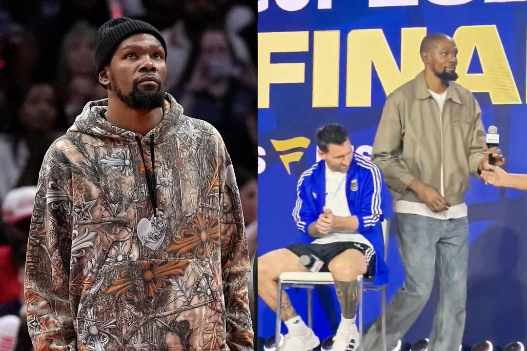 Kevin Durant pasa de largo frente a Lionel Messi y al cuerpo técnico argentino