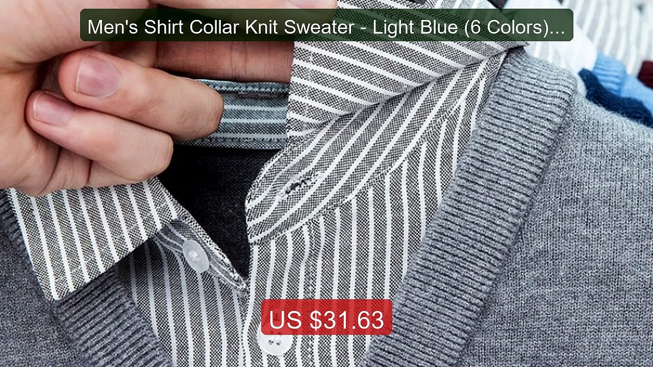 ​​Men's Shirt Collar Knit Sweater - Light Blue (6 Colors)  Fau... -- Best Buy 2026 | Great Quality!