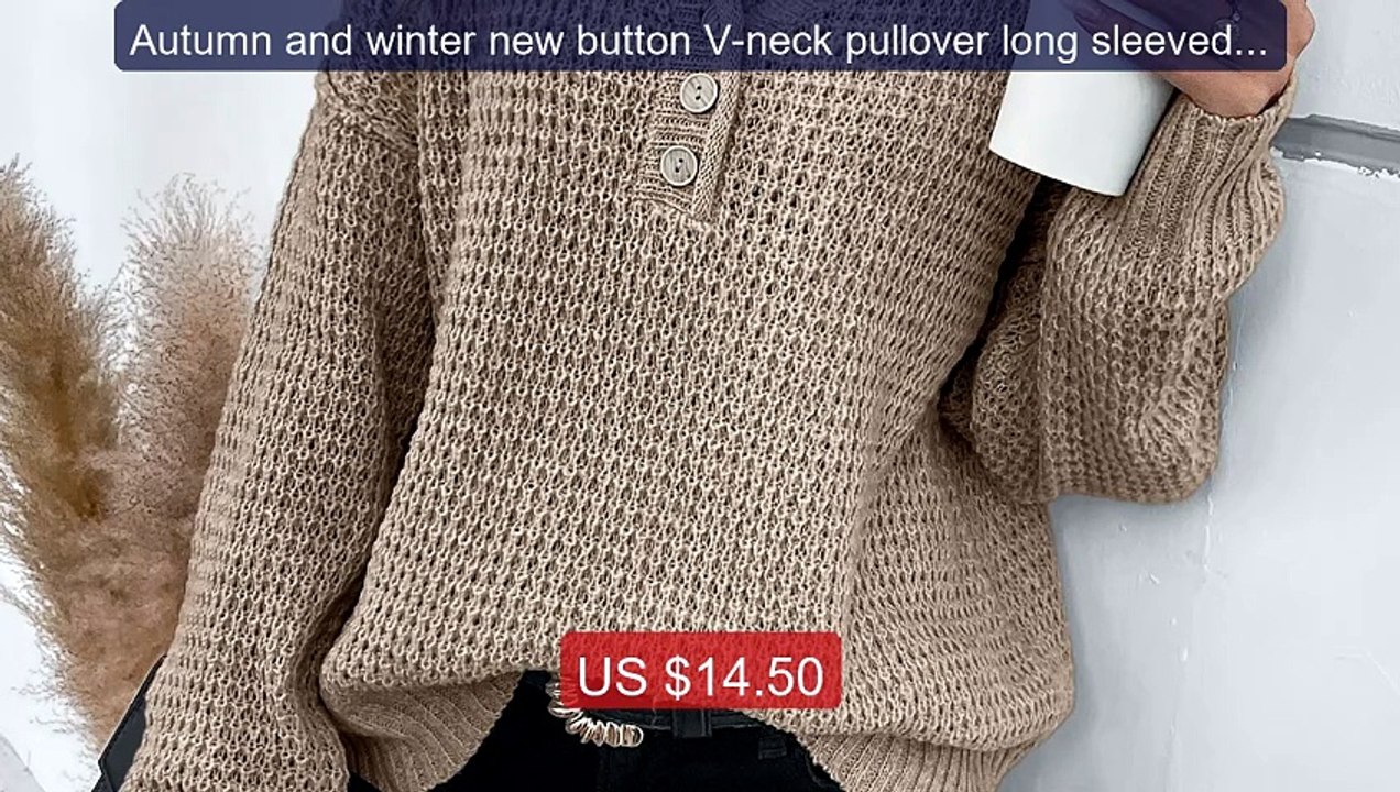 Autumn and winter new button V-neck pullover long sleeved knitted s... -- Top Rated 2026 | Buy Now!