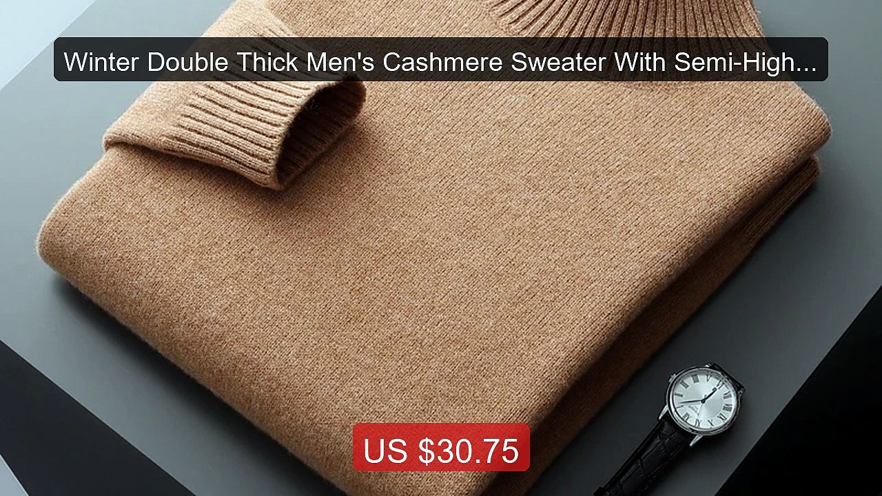 Winter Double Thick Men's Cashmere Sweater With Semi-High Neck... -- Best Buy 2026 | Great Quality!