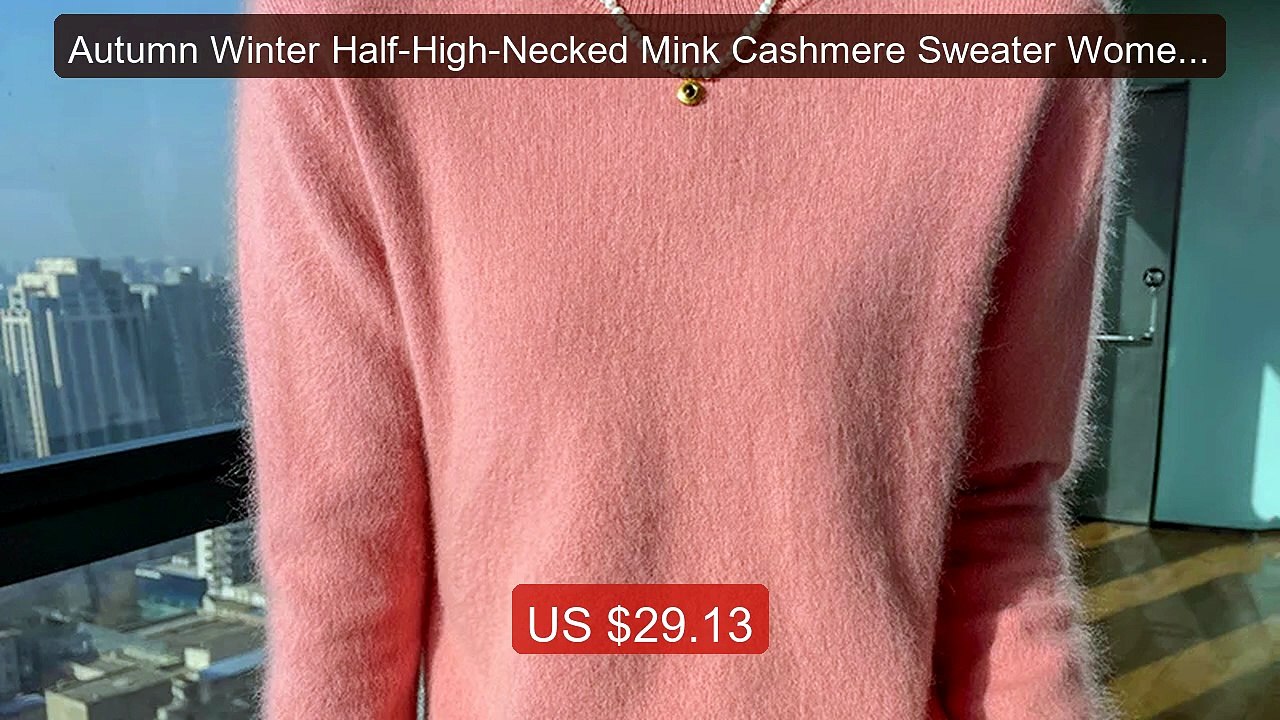 Autumn Winter Half-High-Necked Mink Cashmere Sweater Women's Pullo... -- Best Deal 2026 | Shop Now!