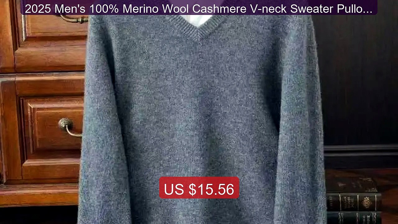 2025 Men's 100% Merino Wool Cashmere V-neck Sweater Pullover Smart ... -- Top Rated 2026 | Buy Now!