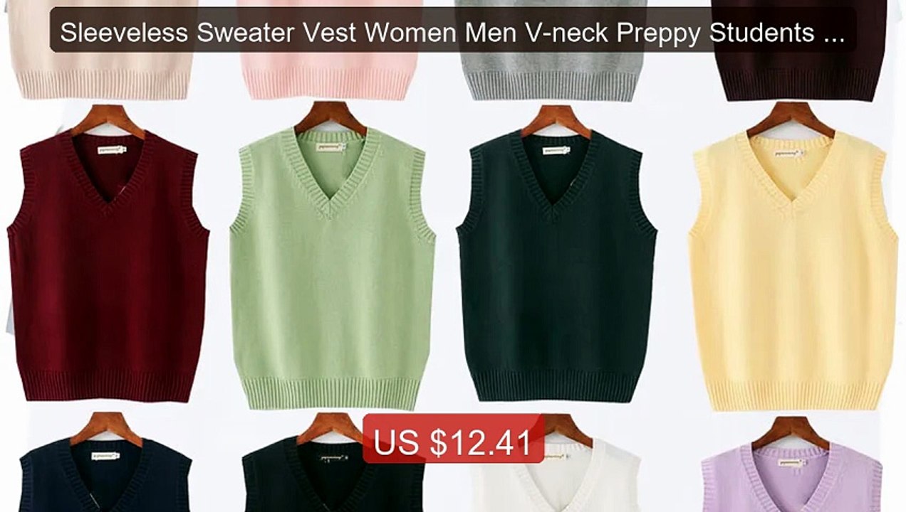 Sleeveless Sweater Vest Women Men V-neck Preppy Students Boys Girl... -- Best Deal 2026 | Shop Now!