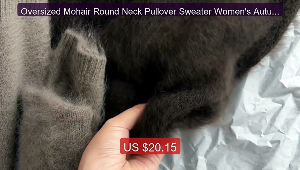 Oversized Mohair Round Neck Pullover Sweater Women's Autumn Winter ... -- Top Rated 2026 | Buy Now!