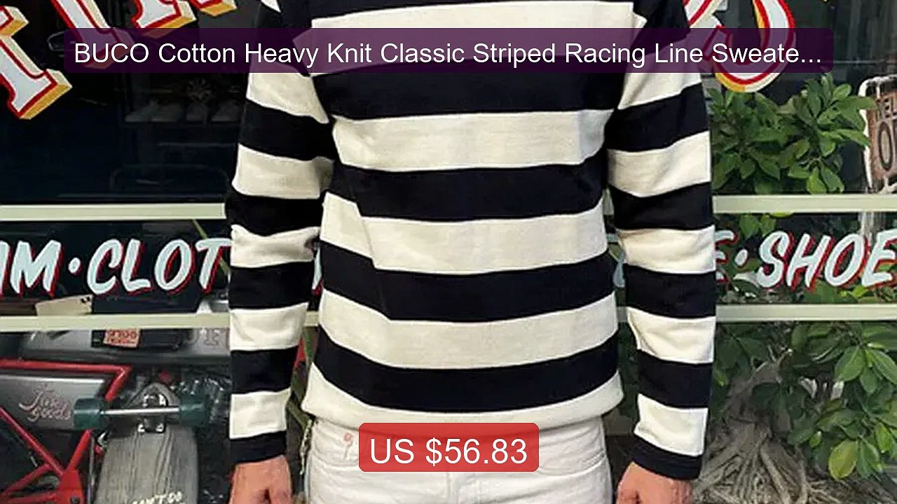 BUCO Cotton Heavy Knit Classic Striped Racing Line Sweater ... -- Top Pick 2026 | Unbeatable Price!