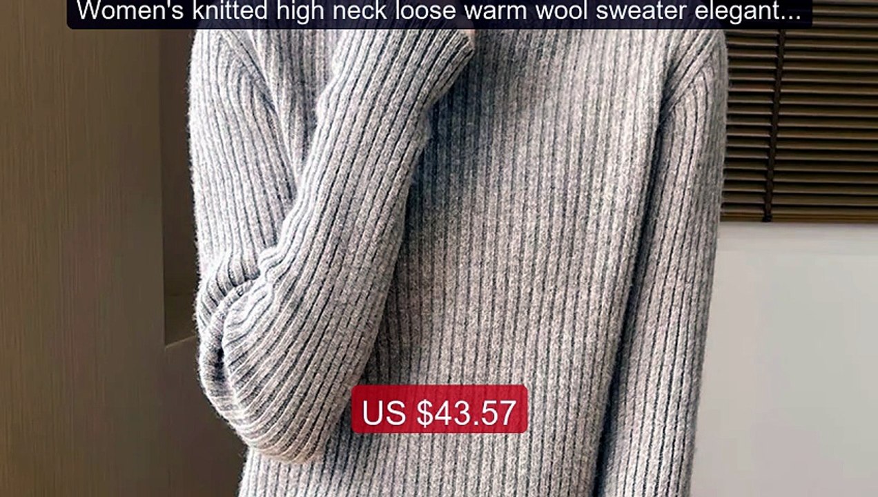 Women's knitted high neck loose warm wool sweater elegant a... -- Top Pick 2026 | Unbeatable Price!