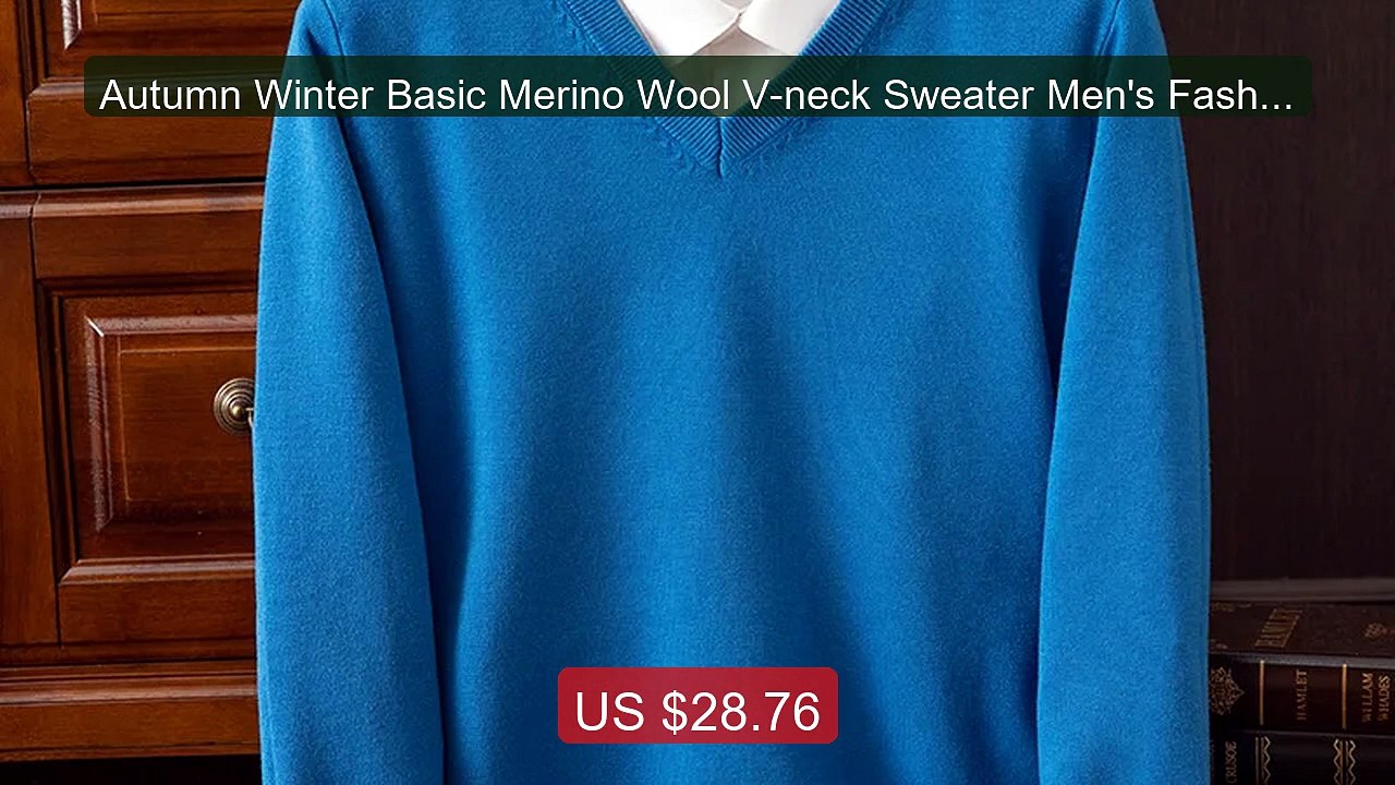 Autumn Winter Basic Merino Wool V-neck Sweater Men's Fashionable Ca... -- Top Rated 2026 | Buy Now!