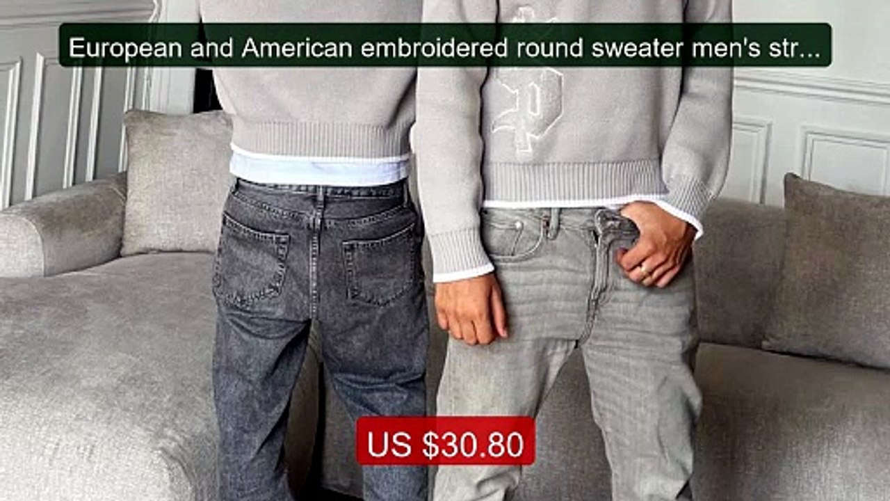 European and American embroidered round sweater men's street desig... -- Best Deal 2026 | Shop Now!