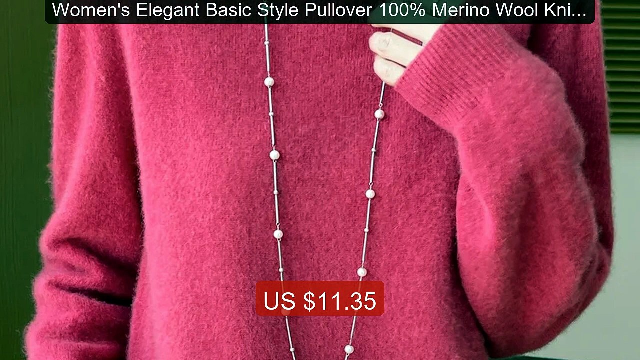 Women's Elegant Basic Style Pullover 100% Merino Wool Knitwear... -- Best Buy 2026 | Great Quality!