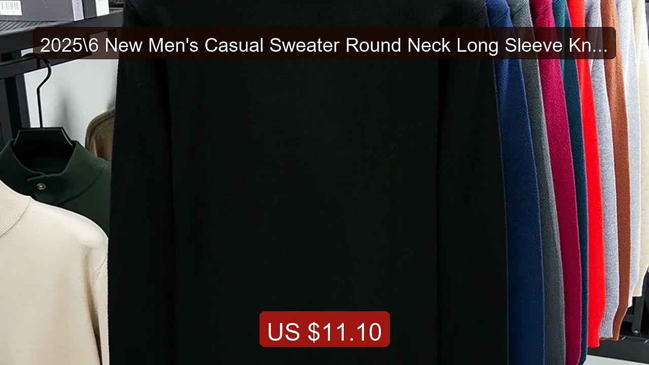 2025\6 New Men's Casual Sweater Round Neck Long Sleeve Knitted Swea... -- Top Rated 2026 | Buy Now!