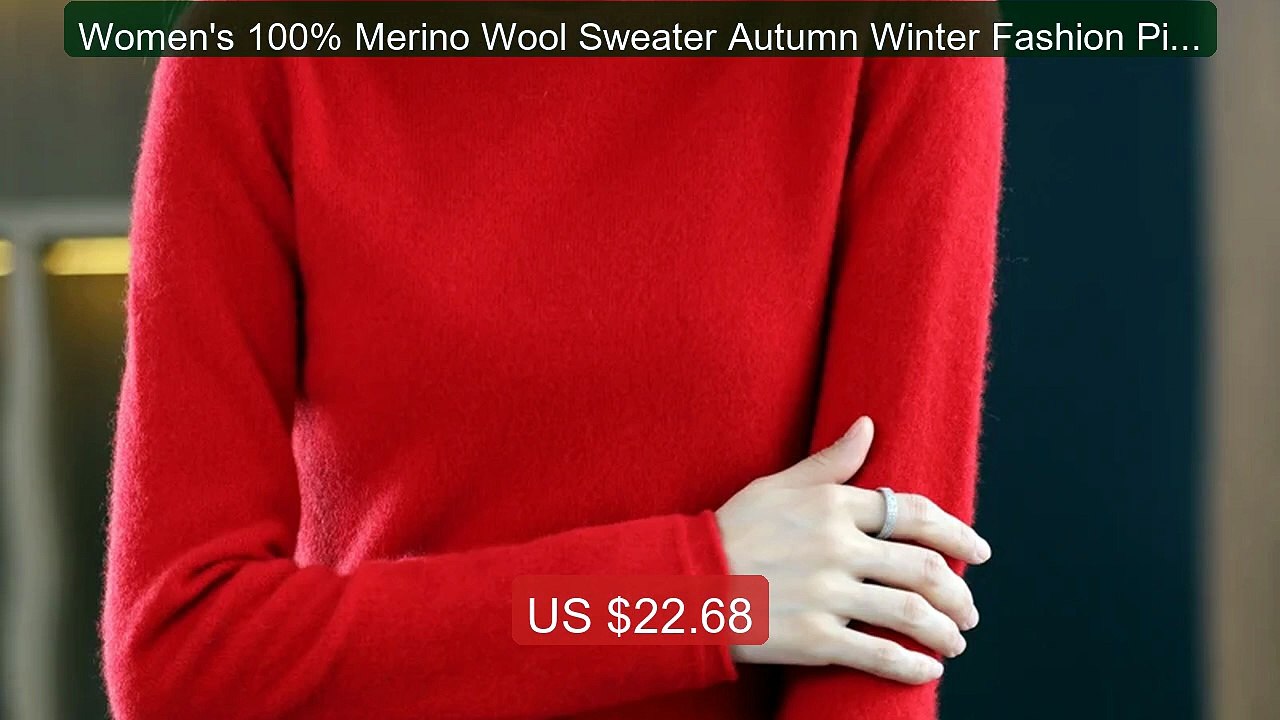Women's 100% Merino Wool Sweater Autumn Winter Fashion Pile Collar ... -- Top Rated 2026 | Buy Now!