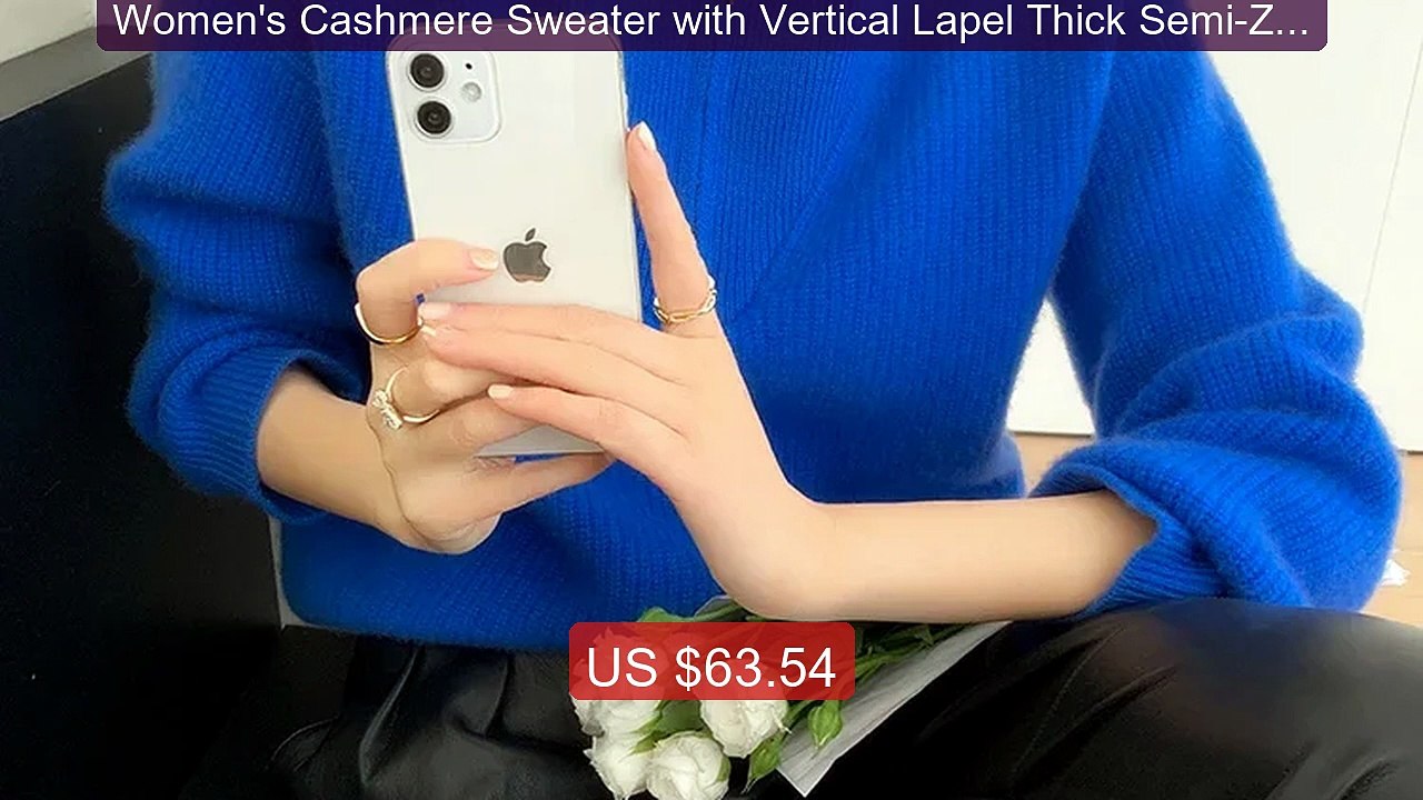 Women's Cashmere Sweater with Vertical Lapel Thick Semi-Zippe... -- Amazing Value 2026 | Must Have!