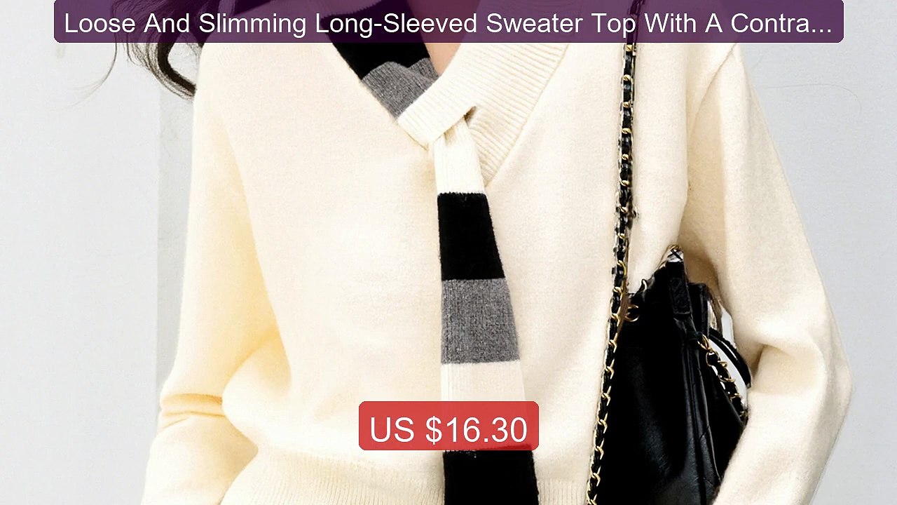 Loose And Slimming Long-Sleeved Sweater Top With A Contrasting... -- Hot Deal 2026 | Limited Offer!