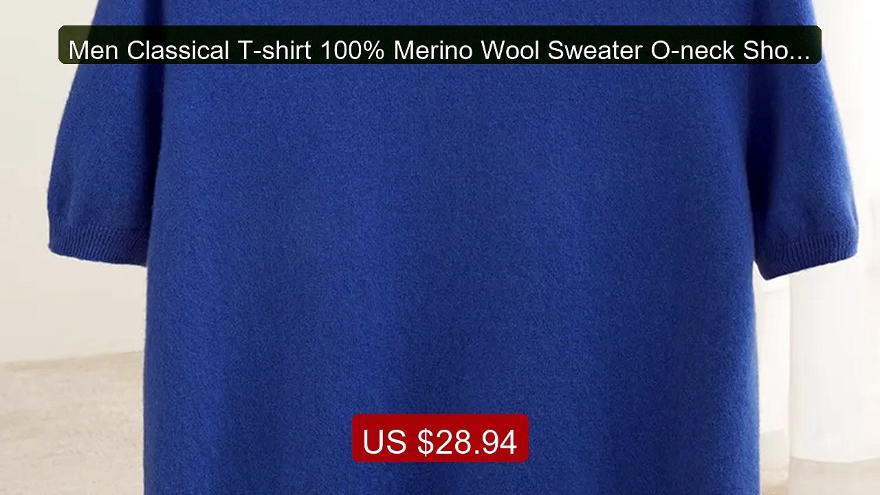 Men Classical T-shirt 100% Merino Wool Sweater O-neck Short Sleeve ... -- Top Rated 2026 | Buy Now!