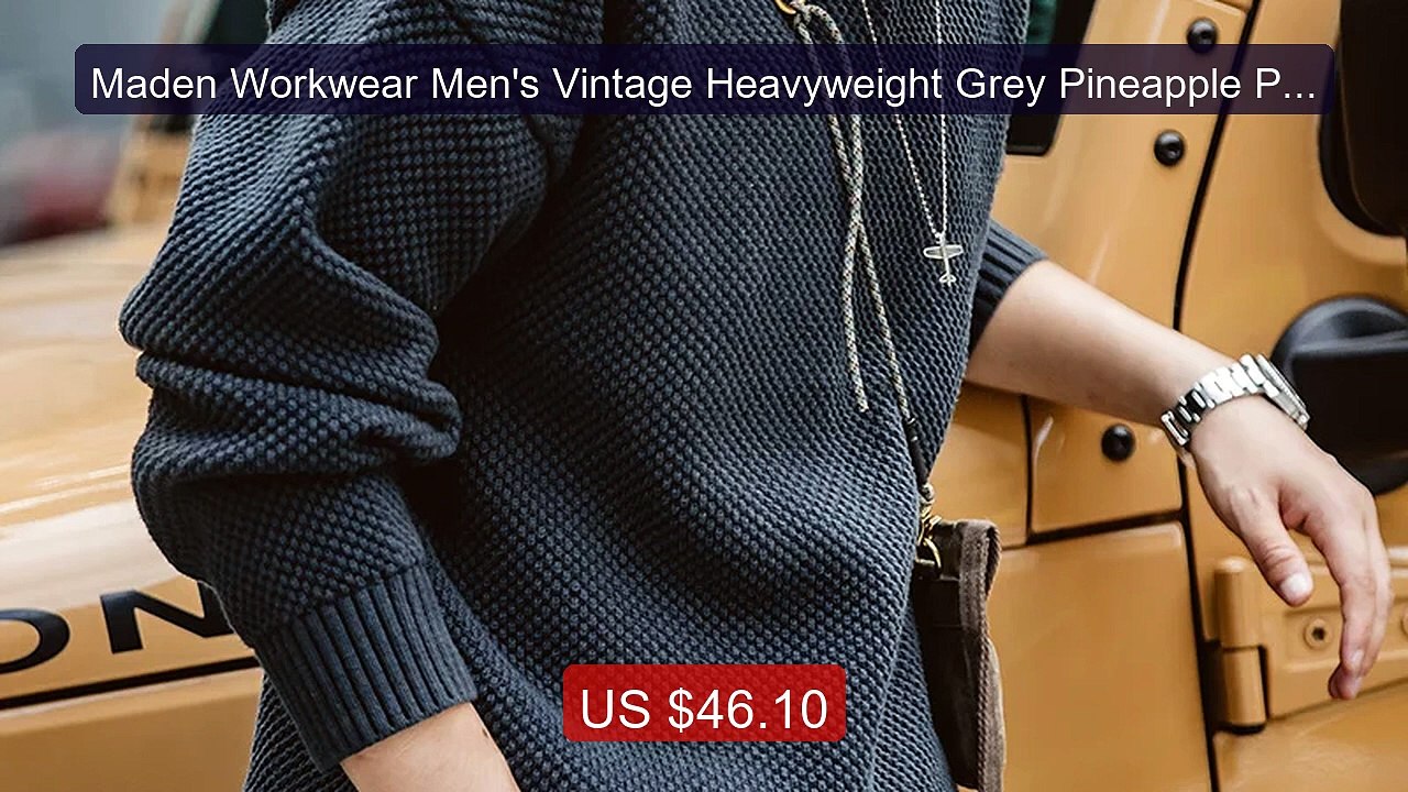 Maden Workwear Men's Vintage Heavyweight Grey Pineapple Pattern Sw... -- Best Deal 2026 | Shop Now!