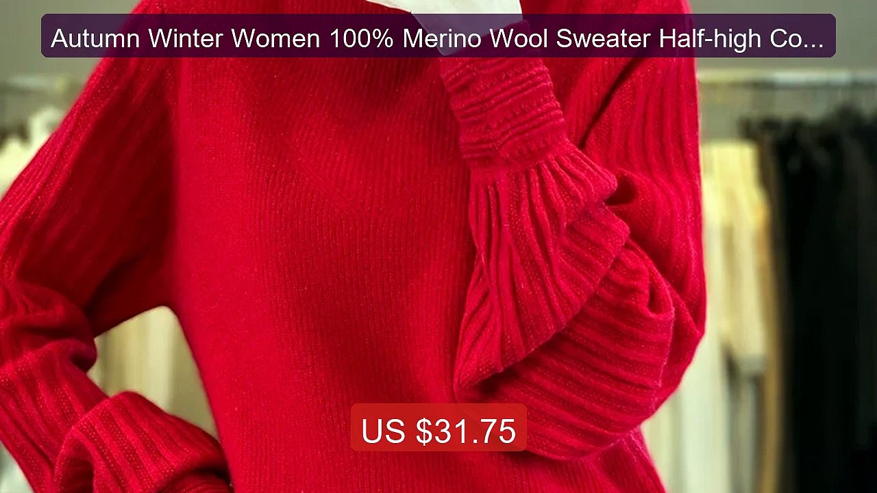 Autumn Winter Women 100% Merino Wool Sweater Half-high Collar... -- Amazing Value 2026 | Must Have!