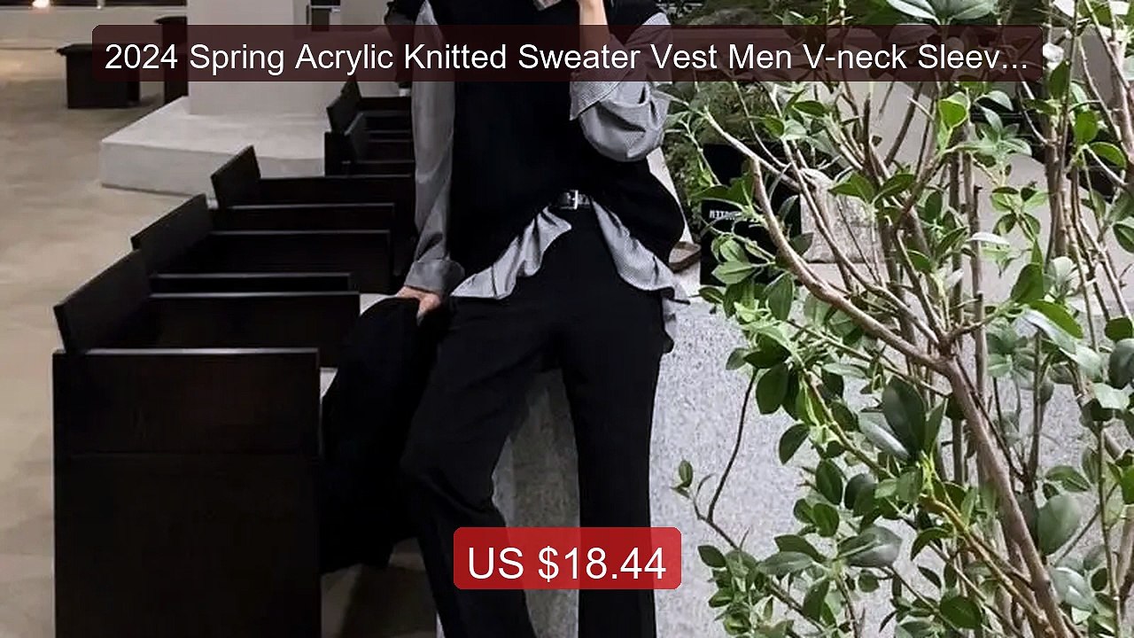 2024 Spring Acrylic Knitted Sweater Vest Men V-neck Sleeveless... -- Hot Deal 2026 | Limited Offer!