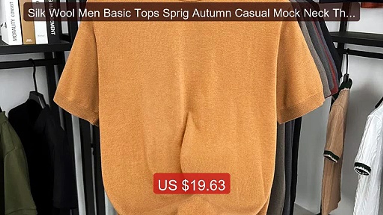 Silk Wool Men Basic Tops Sprig Autumn Casual Mock Neck Thin Kn... -- Hot Deal 2026 | Limited Offer!