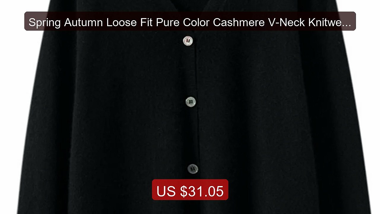 Spring Autumn Loose Fit Pure Color Cashmere V-Neck Knitwear Lightwe... -- Top Rated 2026 | Buy Now!