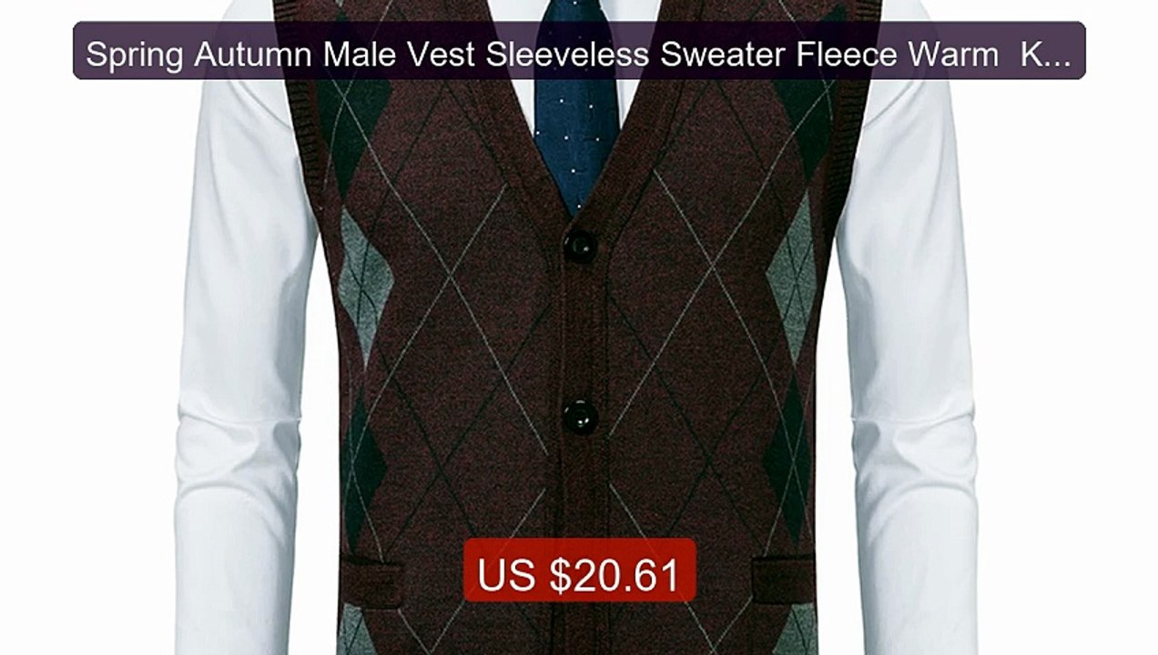 Spring Autumn Male Vest Sleeveless Sweater Fleece Warm  Kni... -- Top Pick 2026 | Unbeatable Price!
