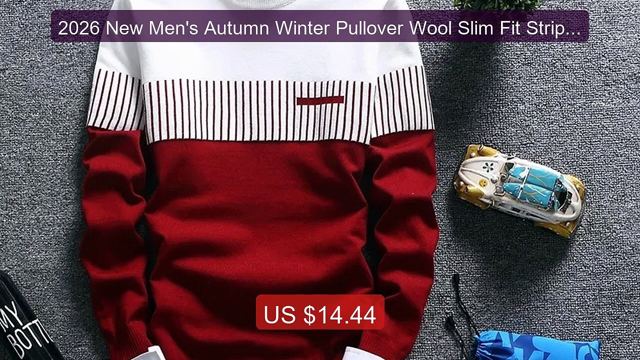 2026 New Men's Autumn Winter Pullover Wool Slim Fit Striped Knitte... -- Best Deal 2026 | Shop Now!