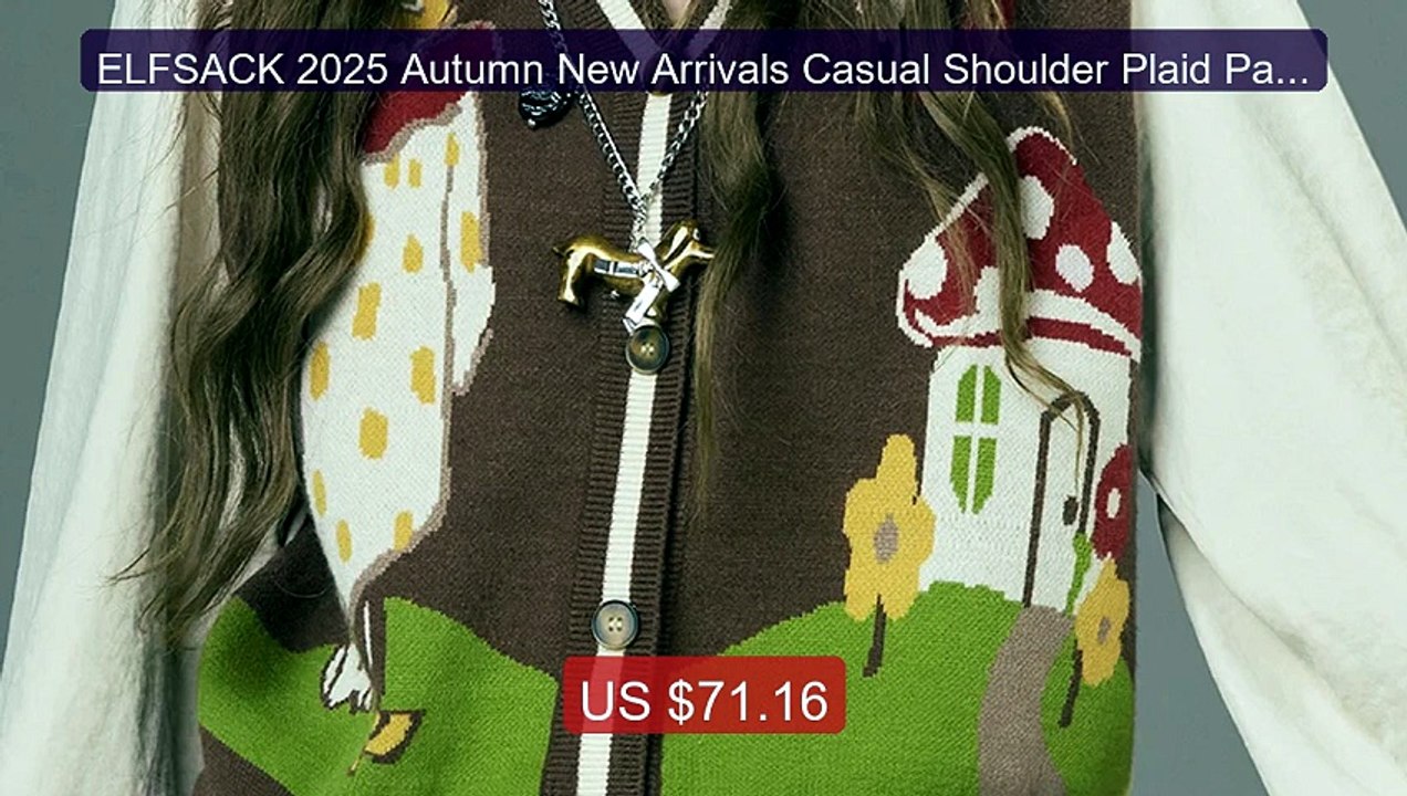 ELFSACK 2025 Autumn New Arrivals Casual Shoulder Plaid Pattern... -- Hot Deal 2026 | Limited Offer!