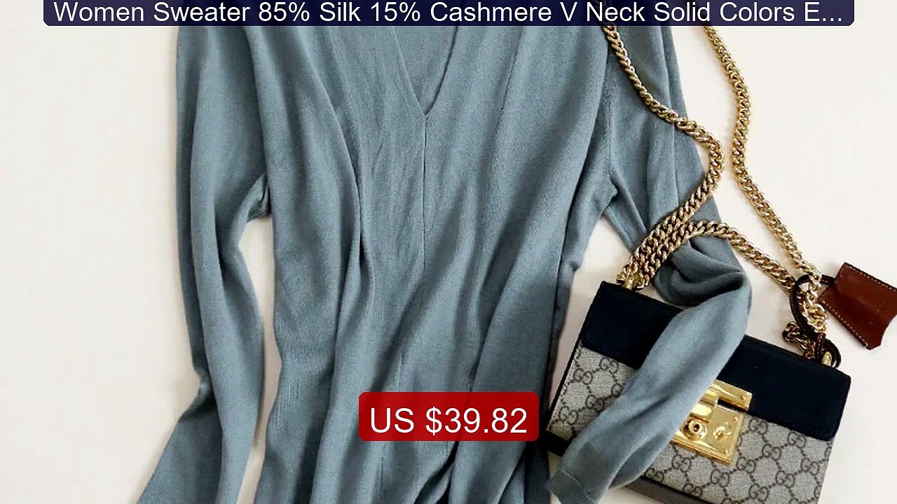 Women Sweater 85% Silk 15% Cashmere V Neck Solid Colors Everyd... -- Best Buy 2026 | Great Quality!
