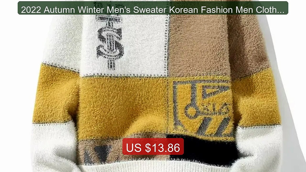 2022 Autumn Winter Men's Sweater Korean Fashion Men Clothing Englis... -- Top Rated 2026 | Buy Now!