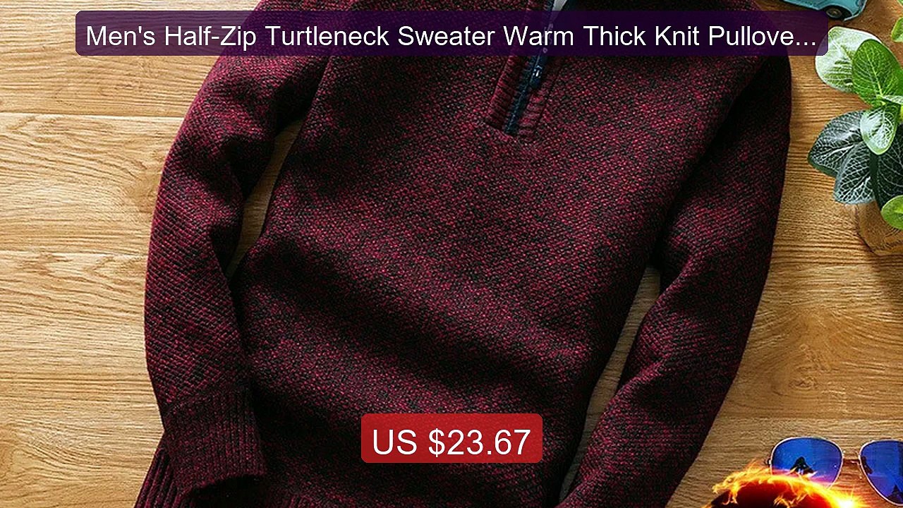 Men's Half-Zip Turtleneck Sweater Warm Thick Knit Pullover wit... -- Best Buy 2026 | Great Quality!