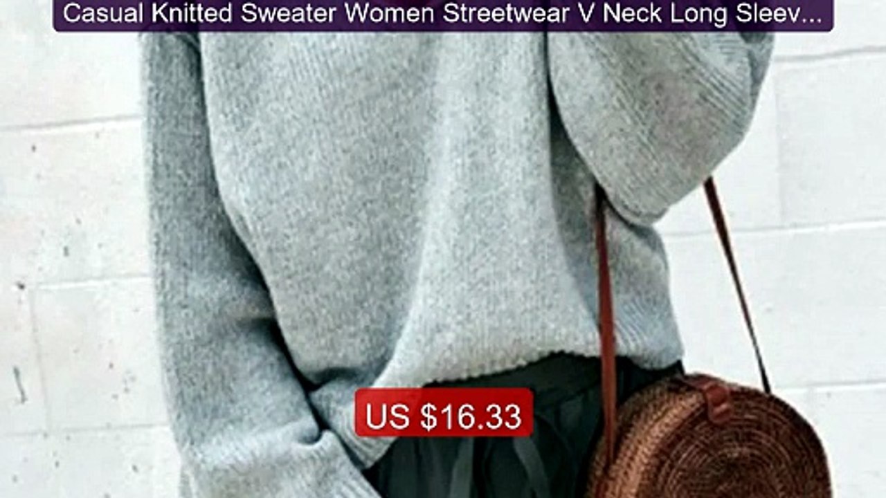 Casual Knitted Sweater Women Streetwear V Neck Long Sleeve ... -- Top Pick 2026 | Unbeatable Price!
