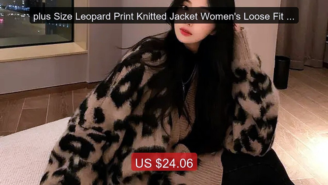 plus Size Leopard Print Knitted Jacket Women's Loose Fit Th... -- Top Pick 2026 | Unbeatable Price!