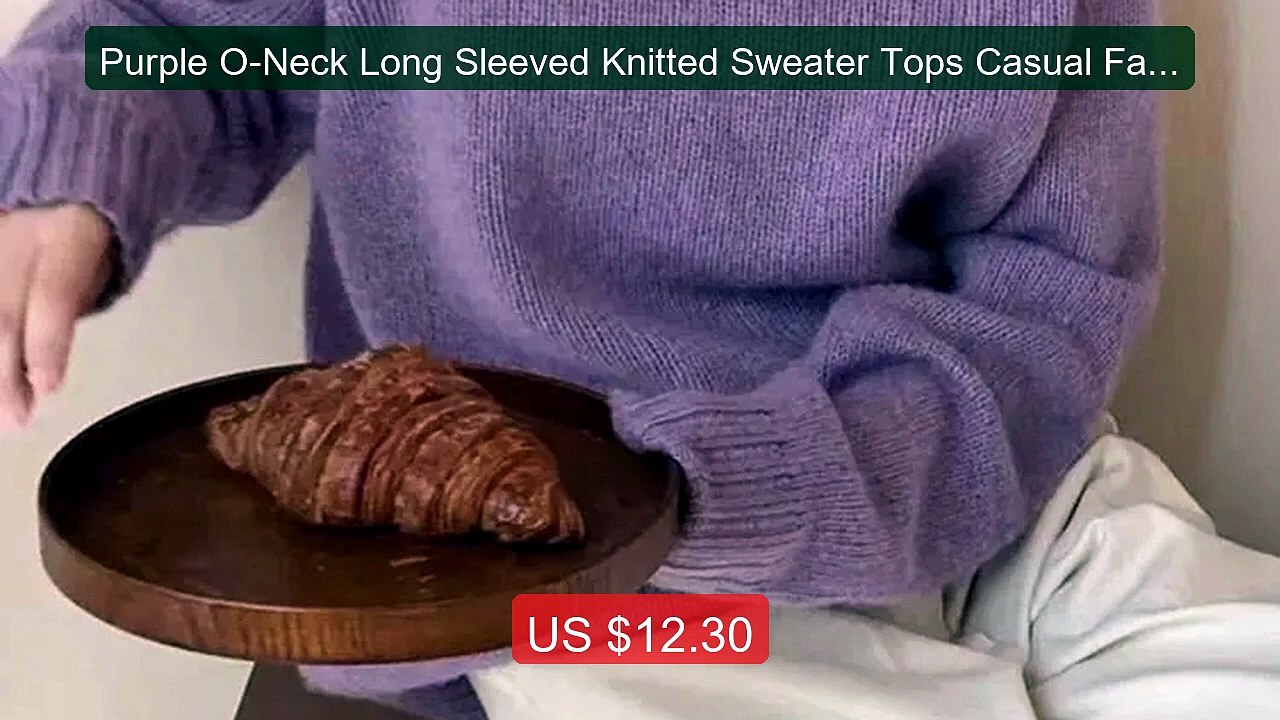 Purple O-Neck Long Sleeved Knitted Sweater Tops Casual Fashion New ... -- Top Rated 2026 | Buy Now!
