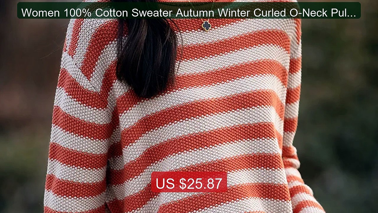 Women 100% Cotton Sweater Autumn Winter Curled O-Neck Pullover... -- Hot Deal 2026 | Limited Offer!